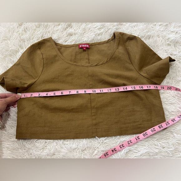 Staud Linen/Cotton Cropped Top - Size M - brown - Picture 7 of 8